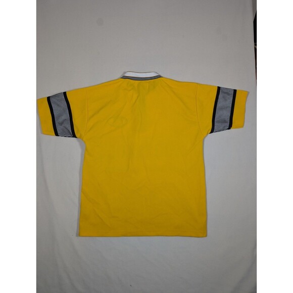 Vintage Southpole Jersey Polo Shirt L Yellow Quarter Zip Sporting Gear Spell Out - Picture 3 of 9